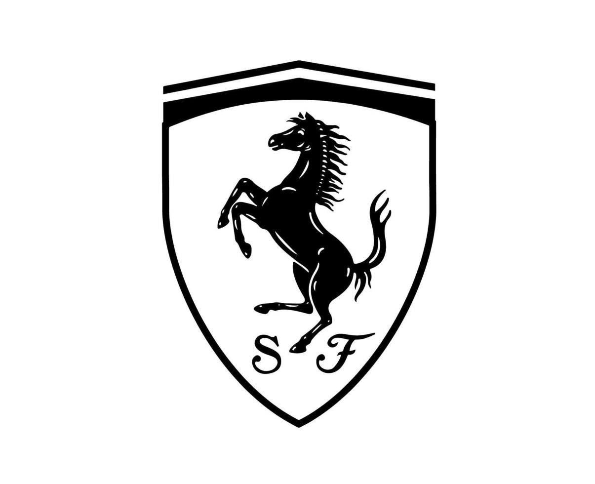 ferrari merk logo auto symbool zwart ontwerp Italiaans auto- vector illustratie