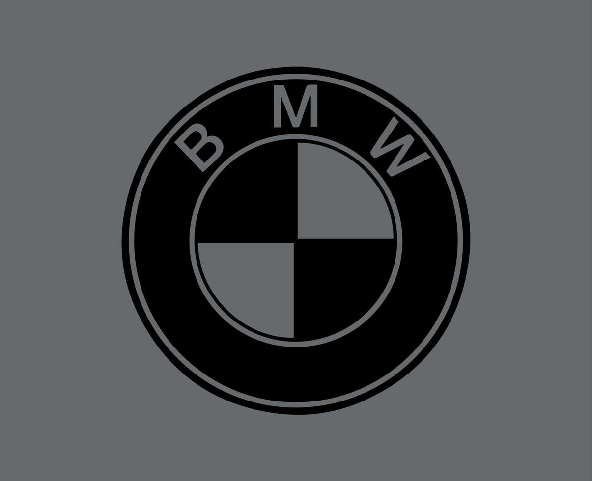 BMW merk logo auto symbool zwart ontwerp Duitsland auto- vector illustratie met grijs achtergrond