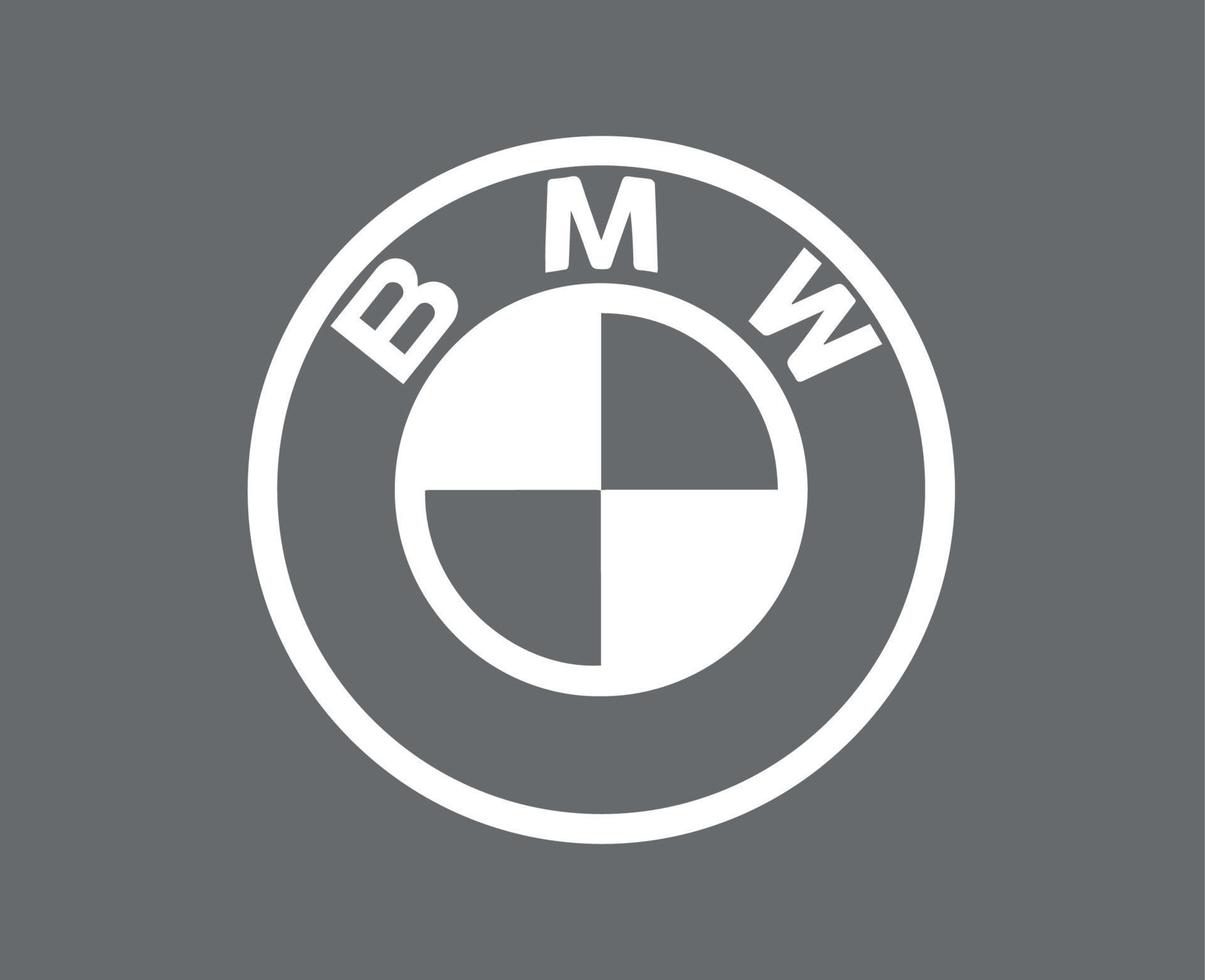 BMW merk logo symbool wit ontwerp Duitsland auto auto- vector illustratie met grijs achtergrond