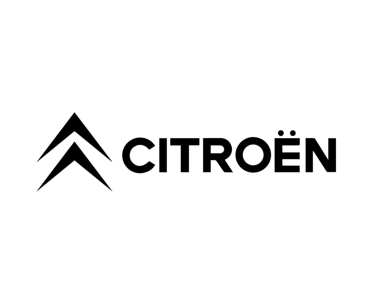 citroen logo symbool merk met naam zwart ontwerp Frans auto auto- vector illustratie