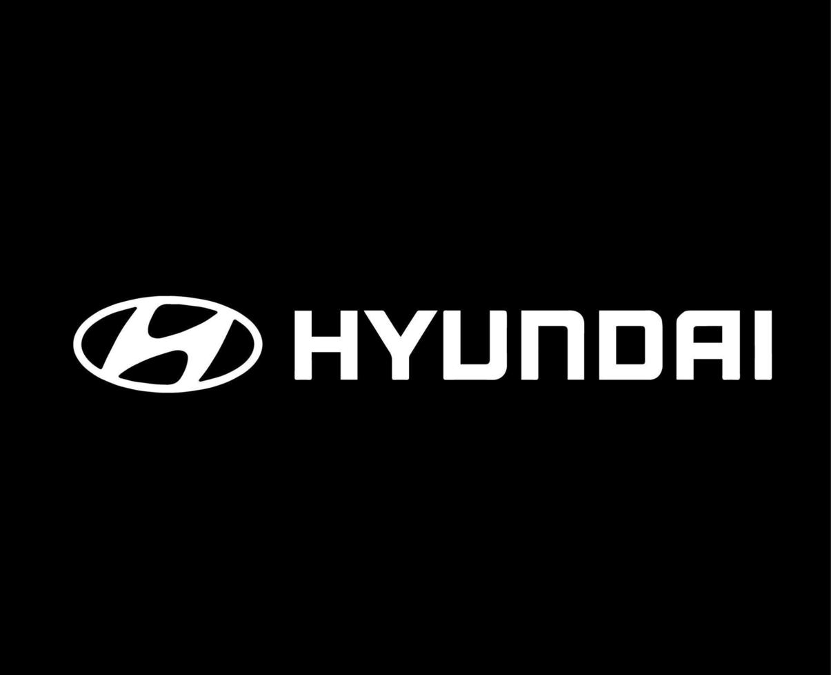 hyundai merk logo auto symbool met naam wit ontwerp zuiden Koreaans auto- vector illustratie met zwart achtergrond