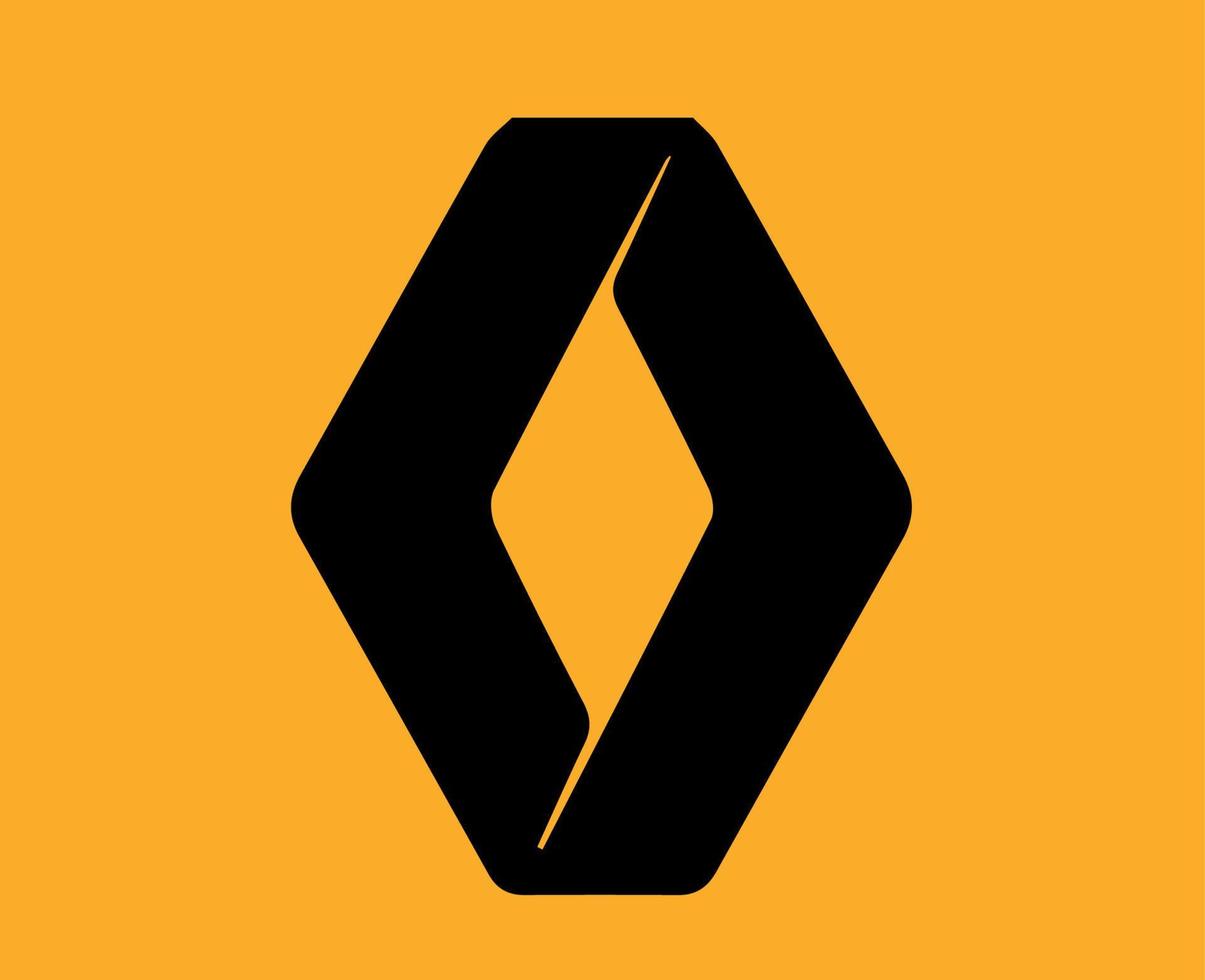 renault logo merk auto symbool zwart ontwerp Frans auto- vector illustratie met geel achtergrond