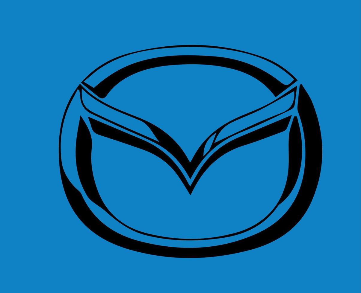 mazda merk logo symbool zwart ontwerp Japan auto auto- vector illustratie met blauw achtergrond
