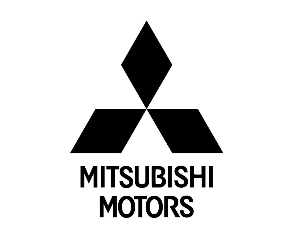 mitsubishi merk logo auto symbool met naam zwart ontwerp Japan auto- vector illustratie