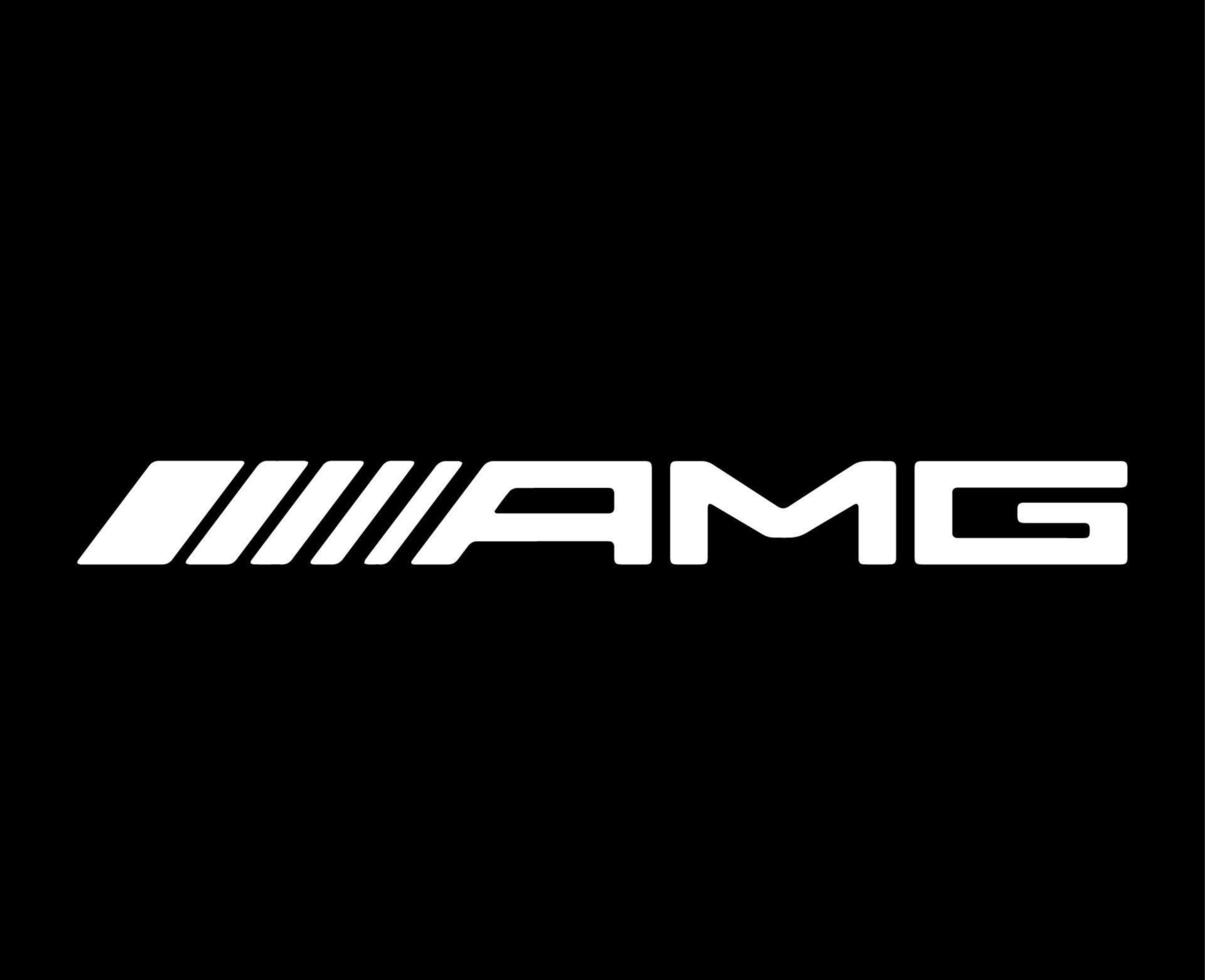 amg merk logo symbool wit met naam ontwerp Duitse auto's auto- vector illustratie met zwart achtergrond