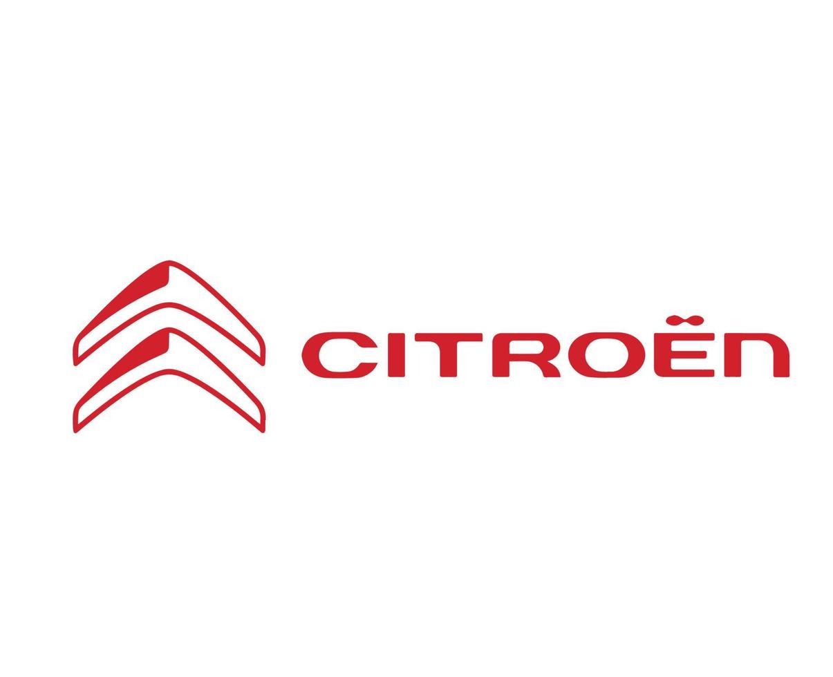 citroen logo merk symbool met naam rood ontwerp Frans auto auto- vector illustratie