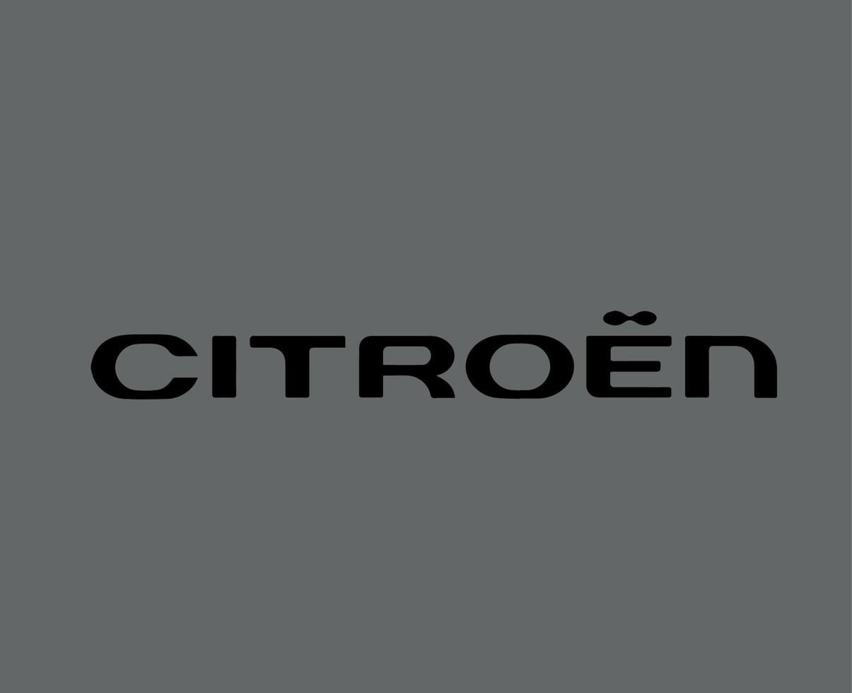 citroen merk logo auto symbool naam zwart ontwerp Frans auto- vector illustratie met grijs achtergrond