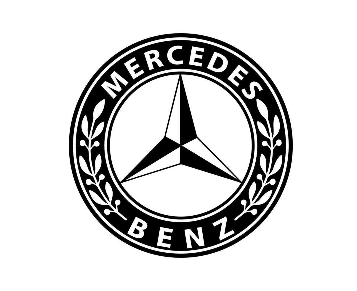 mercedes benz merk logo auto symbool zwart ontwerp Duitse auto- vector illustratie