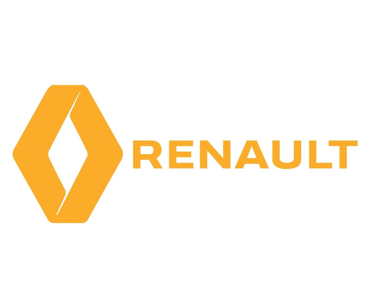 renault logo merk symbool met naam geel ontwerp Frans auto auto- vector illustratie