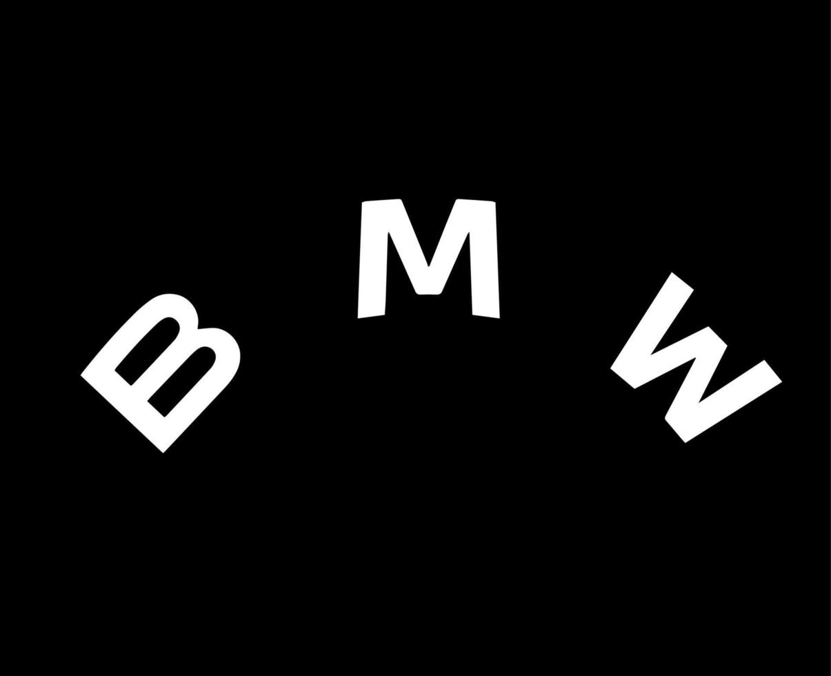 BMW merk logo auto symbool naam wit ontwerp Duitsland auto- vector illustratie met zwart achtergrond