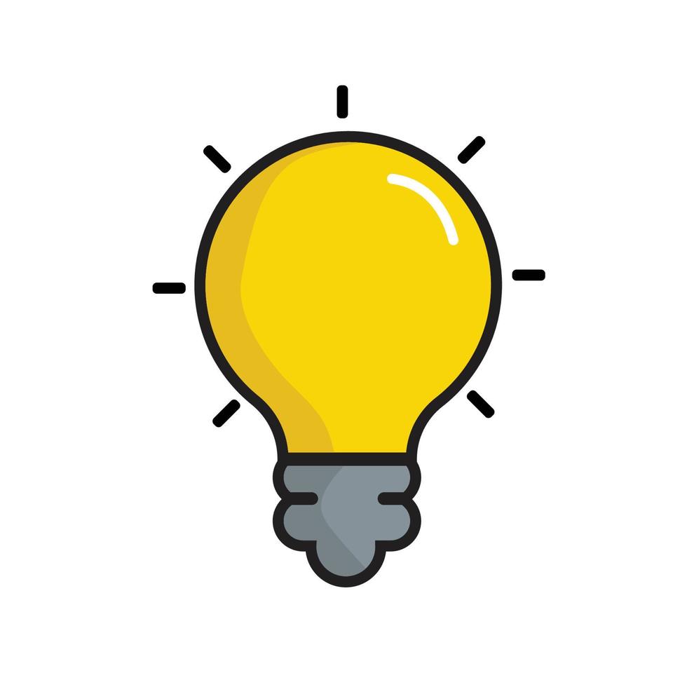 lamp, idee vector icoon. licht lamp met stralen schijnen. energie en idee symbool. vector illustratie.