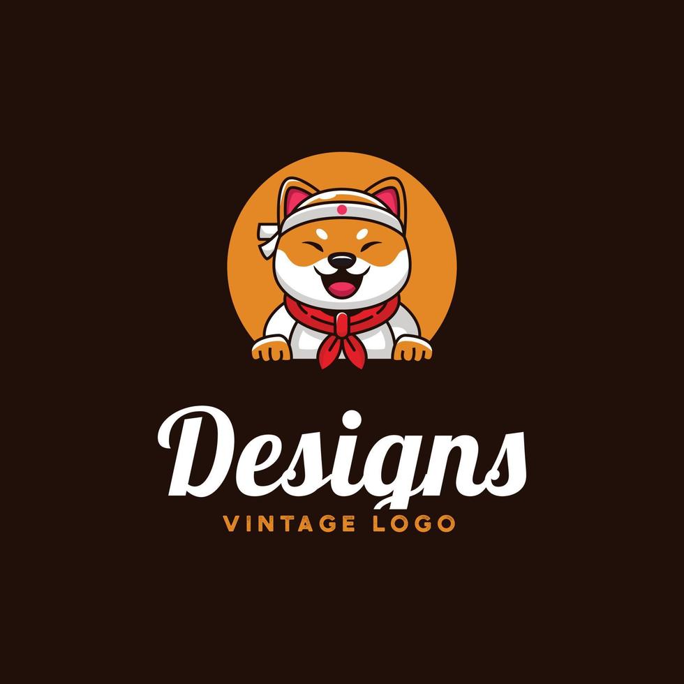 schattig hond karakter logo, Japans chef hond vector