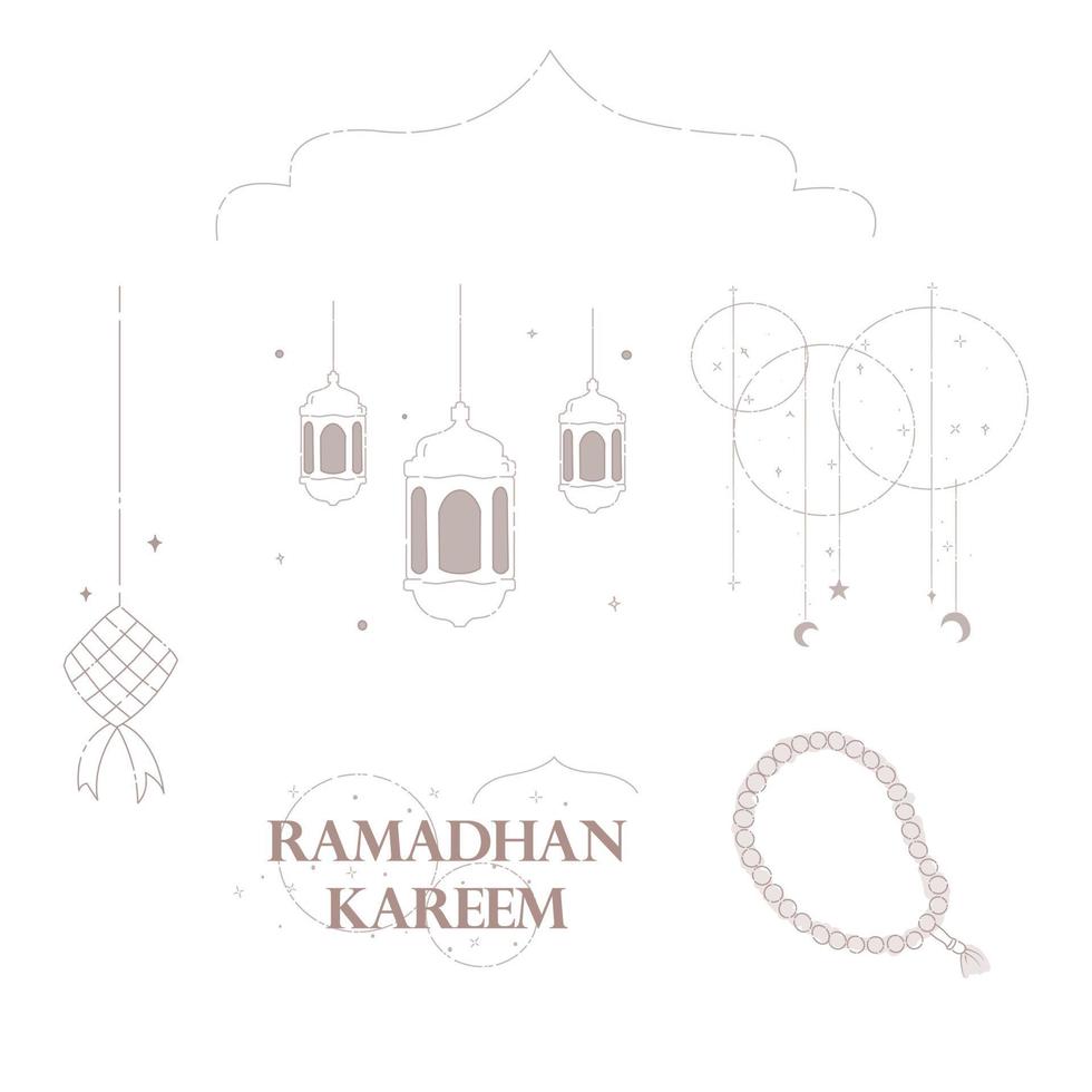 Ramadhan illustratie pak - lantaarn, ornamenten vector