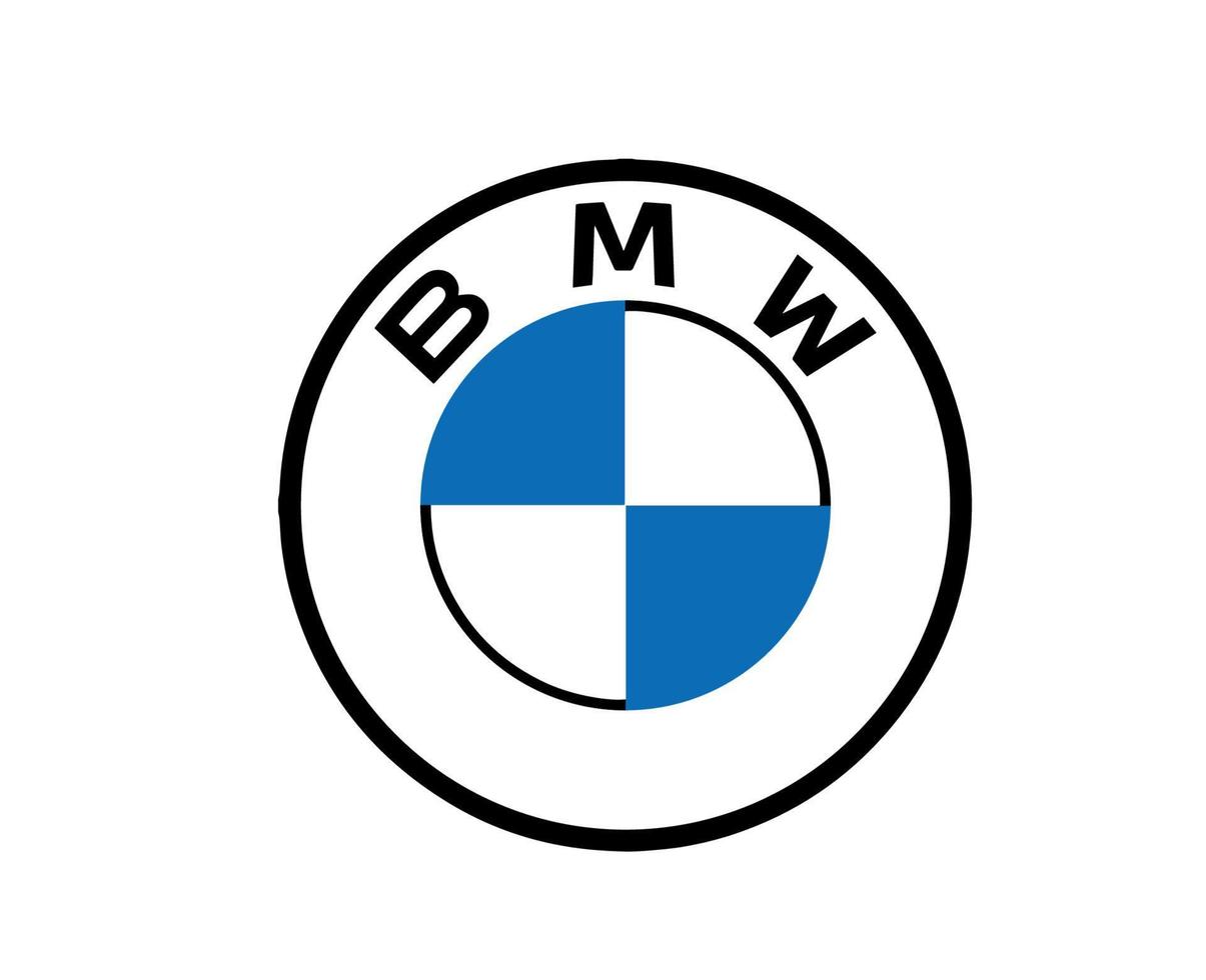BMW merk logo auto symbool blauw en zwart ontwerp Duitsland auto- vector illustratie met wit achtergrond