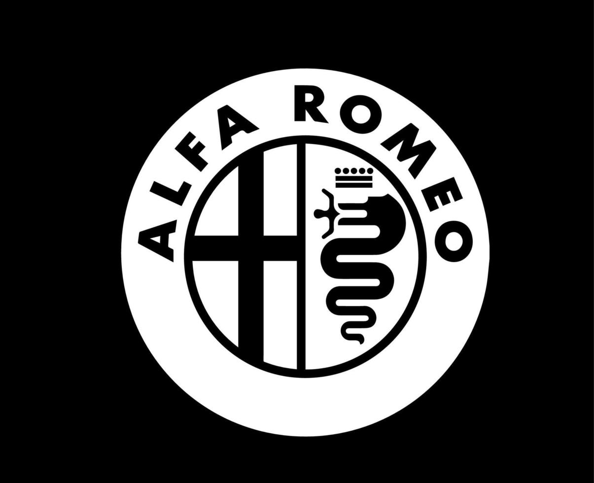 alfa Romeo merk logo symbool wit ontwerp Italiaans auto's auto- vector illustratie met zwart achtergrond