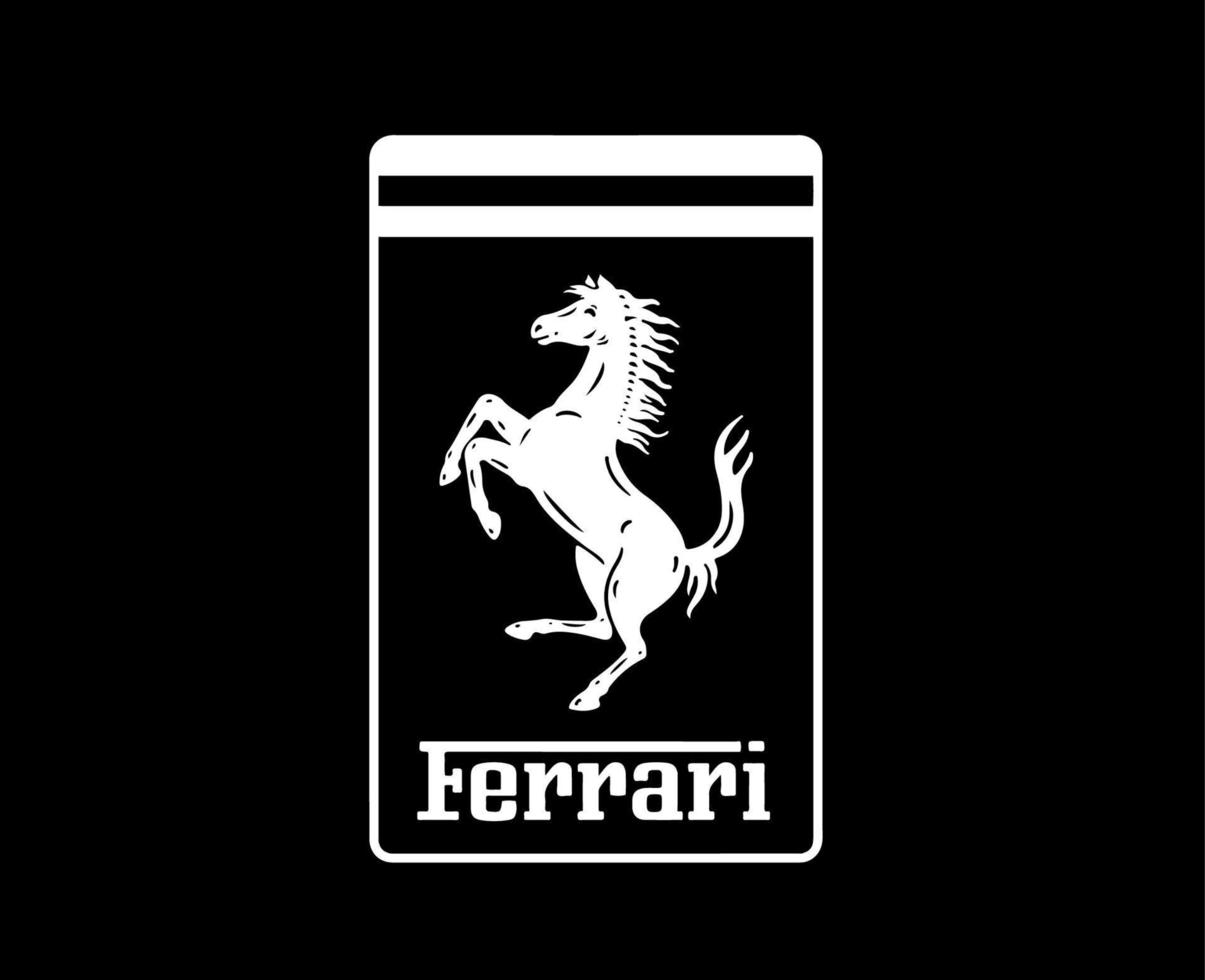 ferrari merk logo symbool wit ontwerp Italiaans auto auto- vector illustratie met zwart achtergrond