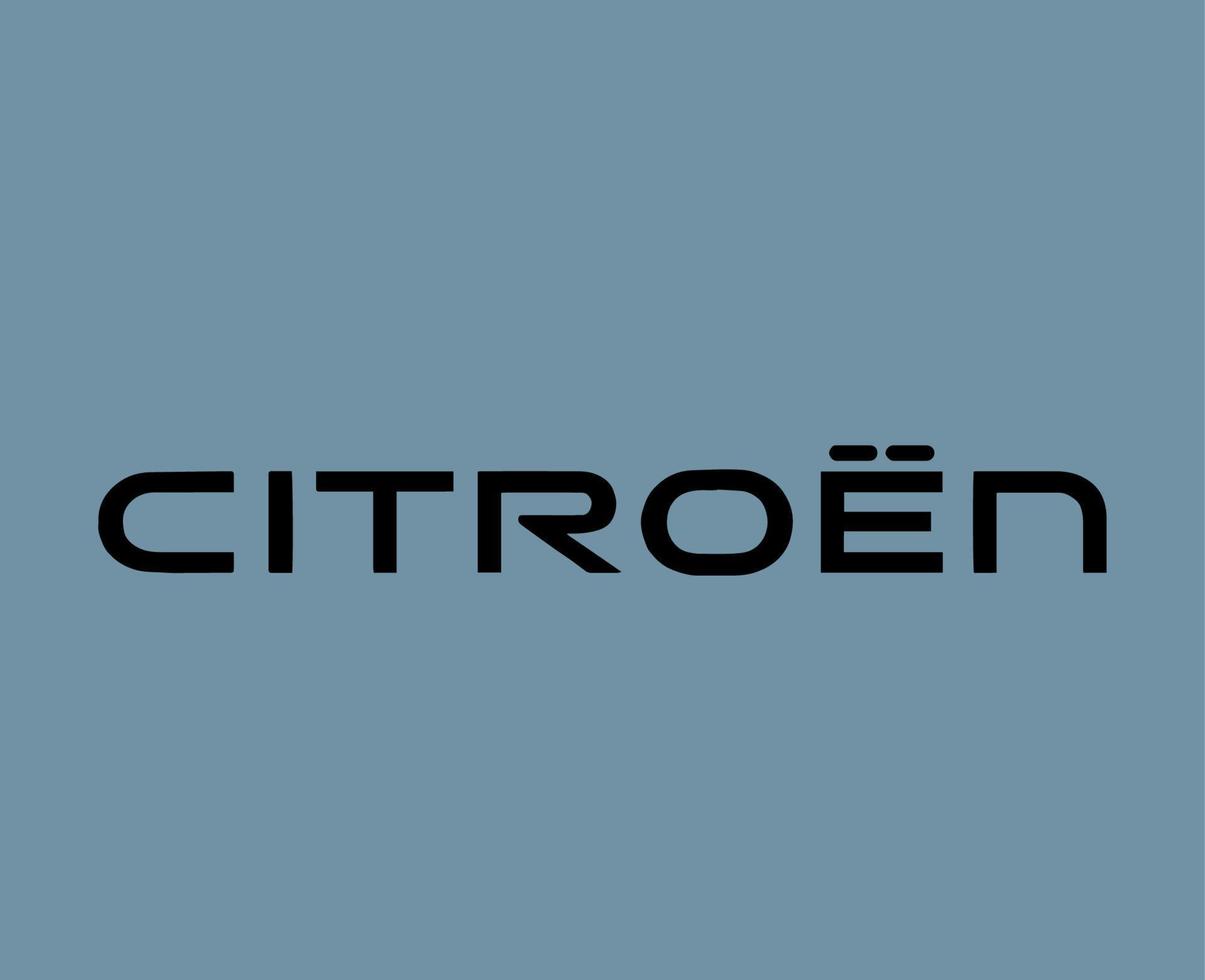 citroen merk nieuw logo auto symbool naam zwart ontwerp Frans auto- vector illustratie met grijs achtergrond