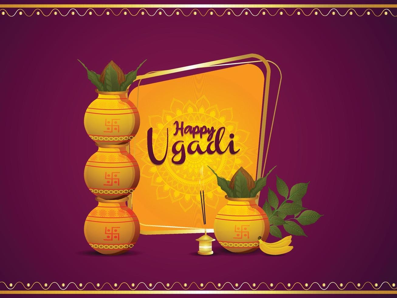 vrolijke ugadi. sjabloon wenskaart traditioneel festival vector