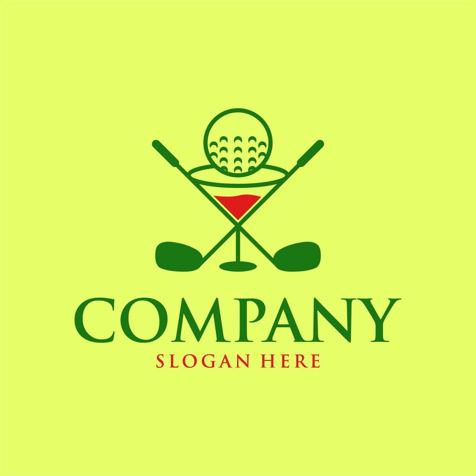 wijn glas golf illustratie creatief logo ontwerp vector