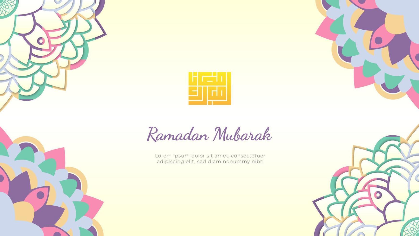 Ramadan mubarak groet achtergrond met vlak en besnoeiing uit stijl mandala vector