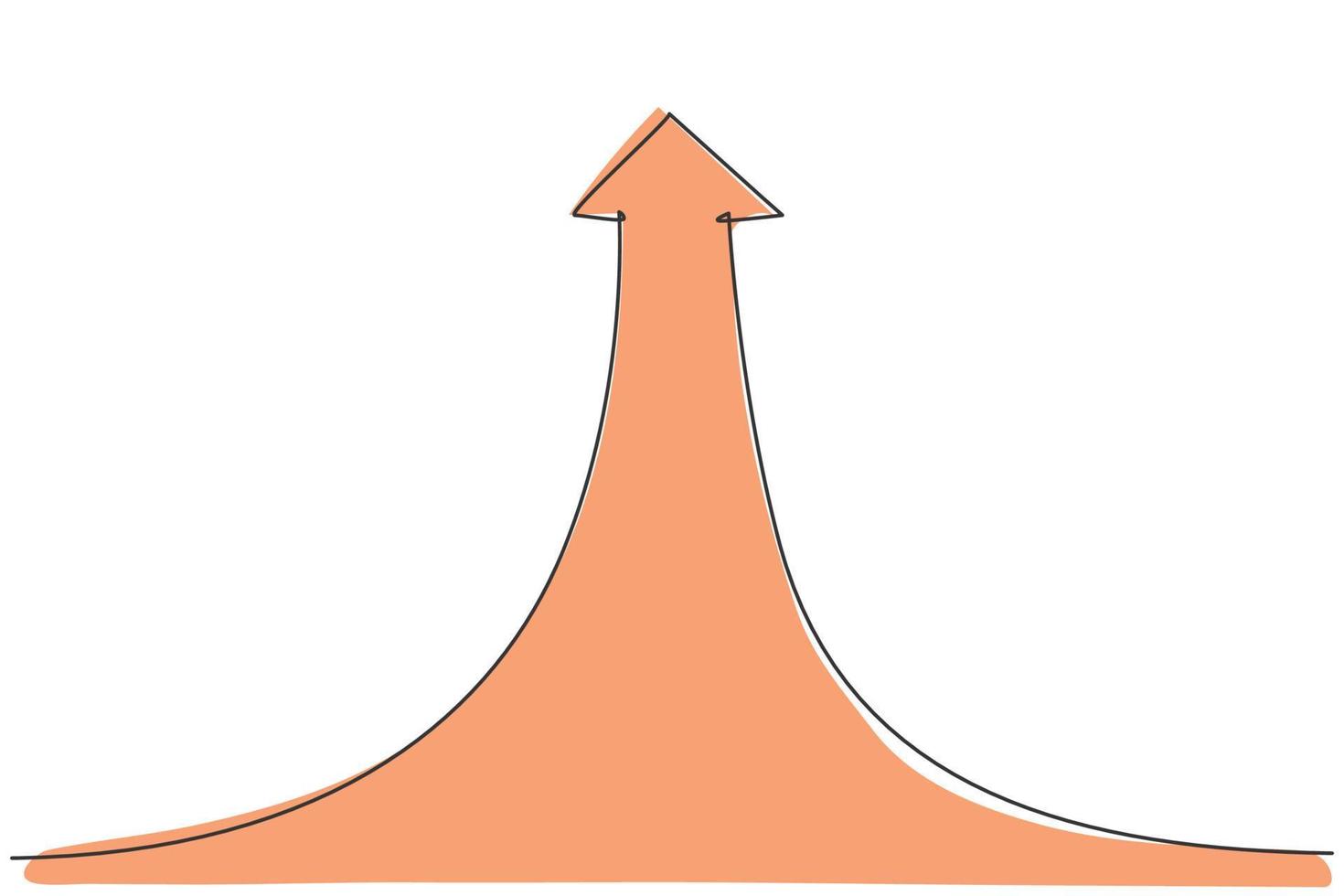 enkele doorlopende lijntekening van succes oprijzend pijltekenlogo. verhoog de prestaties van de bedrijfsfinanciëngrafiek. minimalisme concept dynamische één lijn tekenen grafisch ontwerp vectorillustratie vector