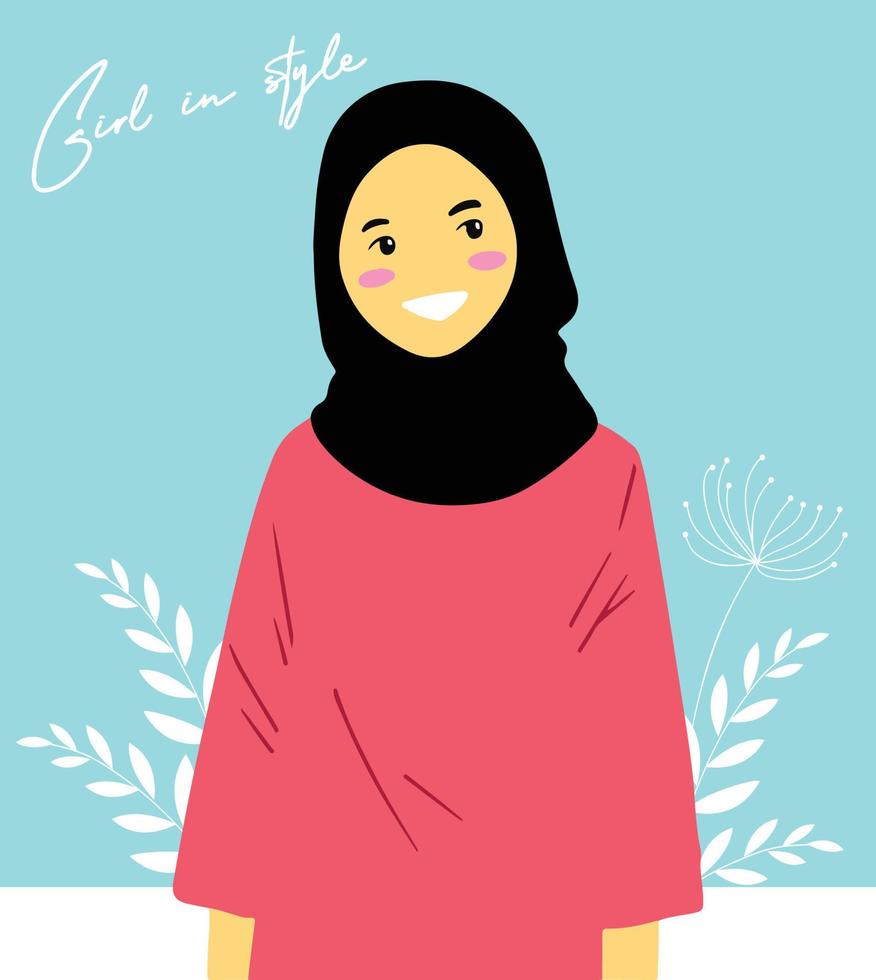 hijab meisje. vector illustratie voor avatar, poster, kaart, sticker, enz