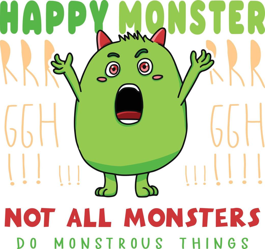 schattig weinig monster. niet allemaal monsters Doen monsterlijk dingen. vector illustratie voor sticker, t overhemd ontwerp, jasje, capuchon, poster, kleding, poster, enz