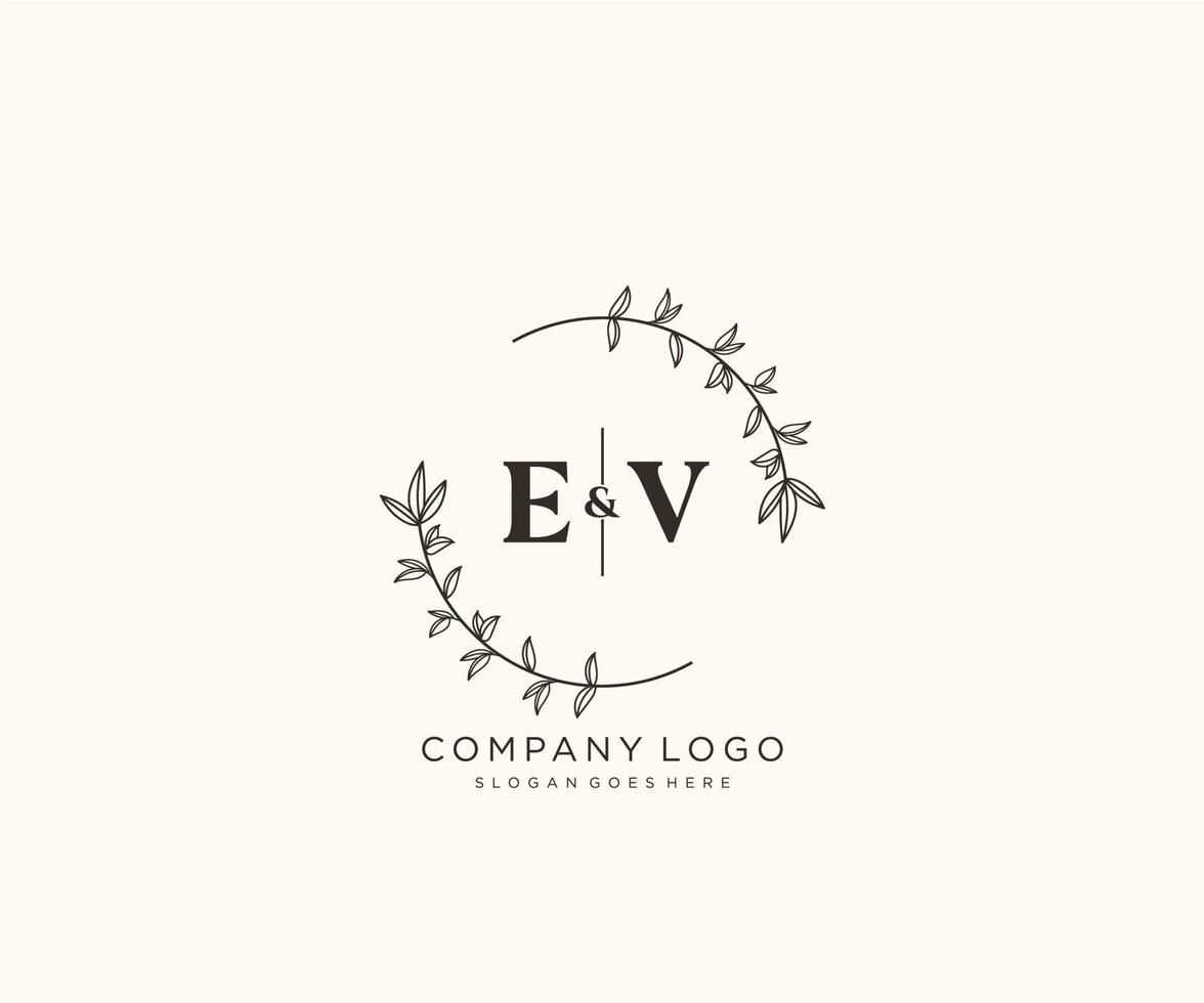 eerste ev brieven mooi bloemen vrouwelijk bewerkbare premade monoline logo geschikt voor spa salon huid haar- schoonheid winkel en kunstmatig bedrijf. vector