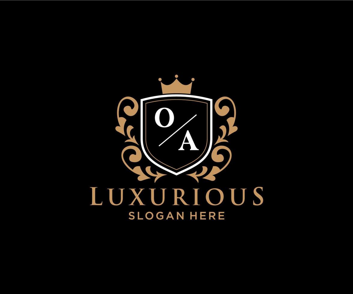 eerste oa brief Koninklijk luxe logo sjabloon in vector kunst voor restaurant, royalty, boetiek, cafe, hotel, heraldisch, sieraden, mode en andere vector illustratie.