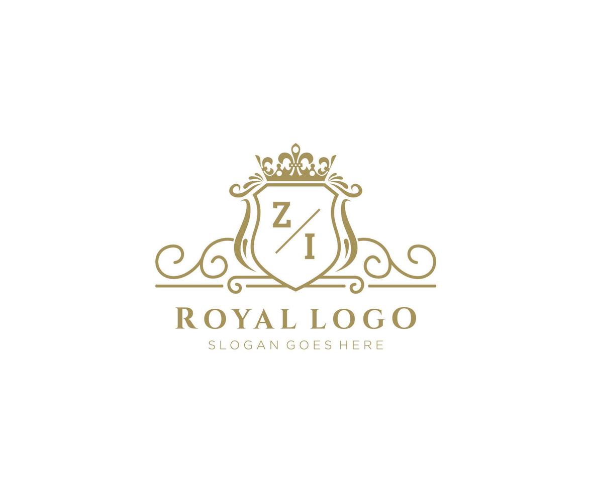 eerste zi brief luxueus merk logo sjabloon, voor restaurant, royalty, boetiek, cafe, hotel, heraldisch, sieraden, mode en andere vector illustratie.
