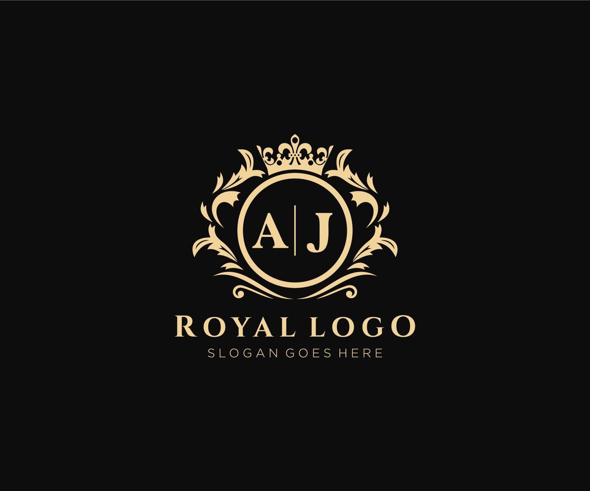 eerste aj brief luxueus merk logo sjabloon, voor restaurant, royalty, boetiek, cafe, hotel, heraldisch, sieraden, mode en andere vector illustratie.