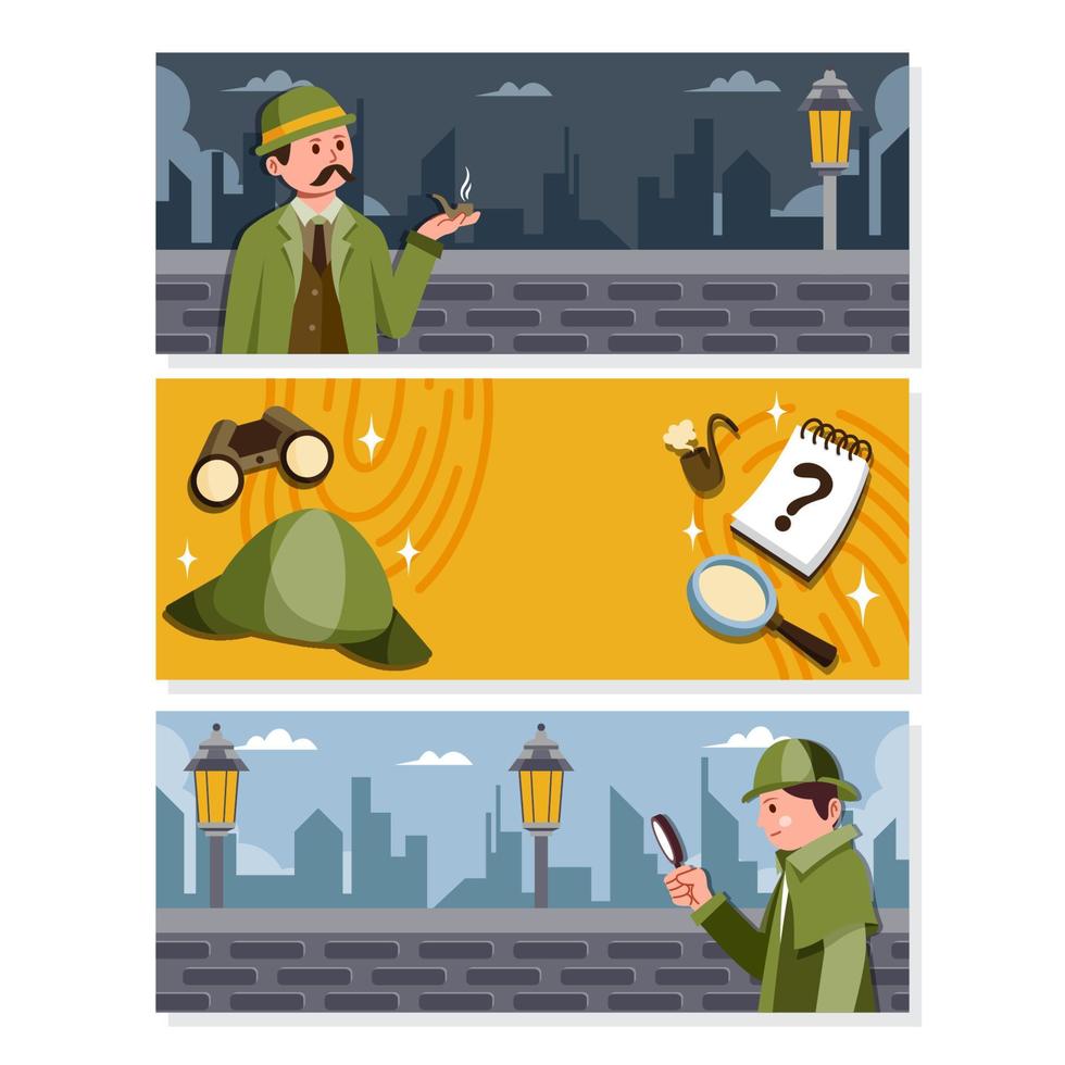 detective banner set vector