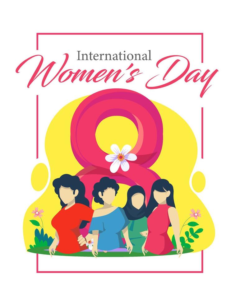 gelukkig Internationale vrouwen dag sjabloon ontwerp. sociaal media post ontwerp. vrouwen dag. wereld vrouwen dag festival grafisch. inspiratie Dames machtiging. vector