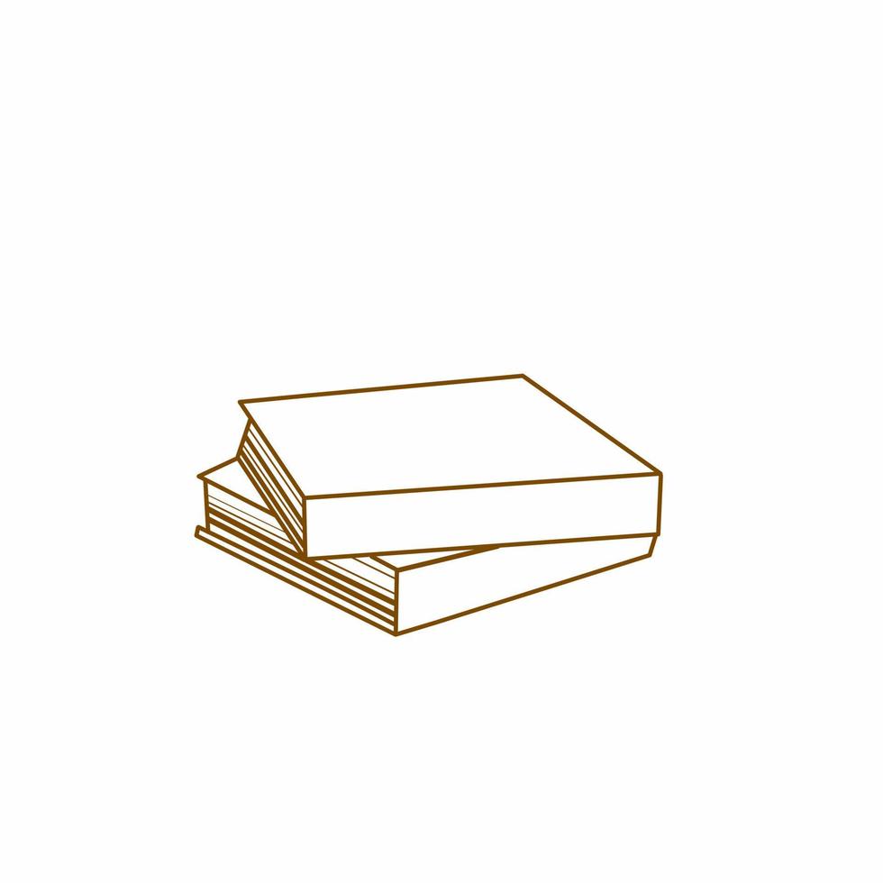 lijn kunst, stack van 2 boeken gekanteld, geïsoleerd wit achtergrond. vector