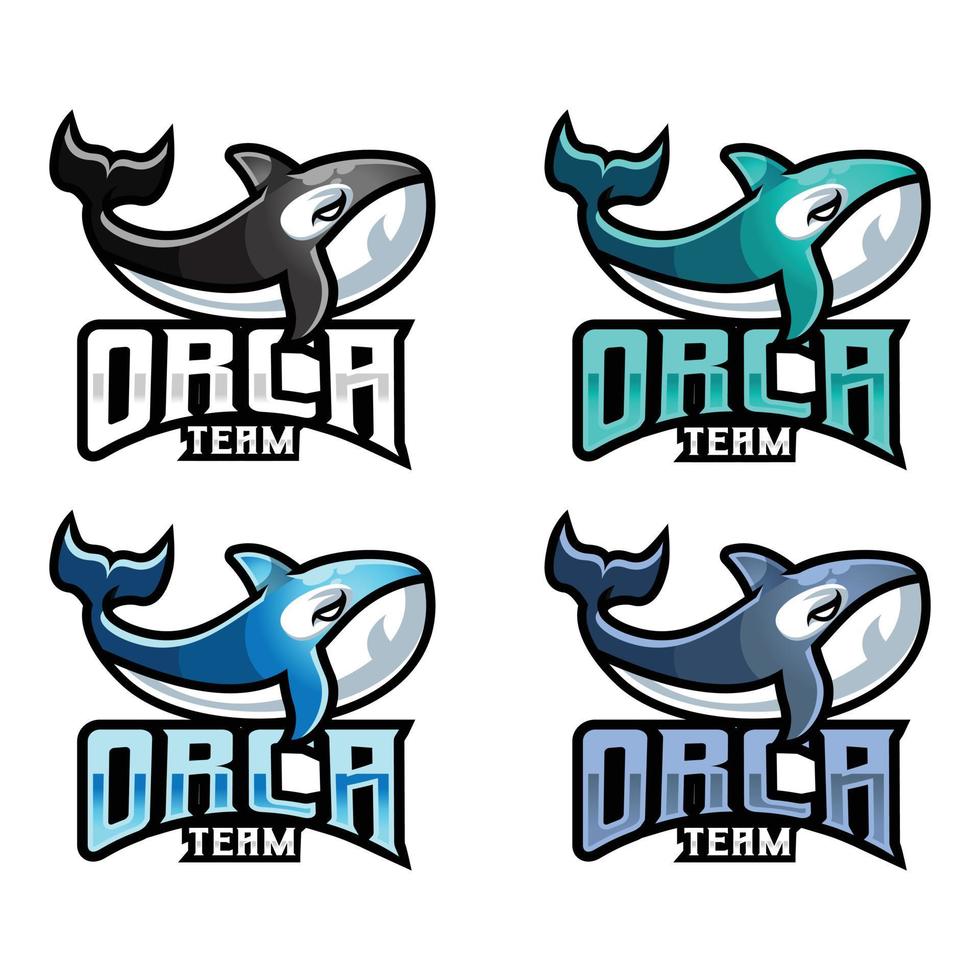 orka moordenaar walvis mascotte logo ontwerp vector met modern illustratie concept stijl voor insigne, embleem en t-shirt afdrukken. logo illustratie voor sport, gamer, wimpel en esport team.