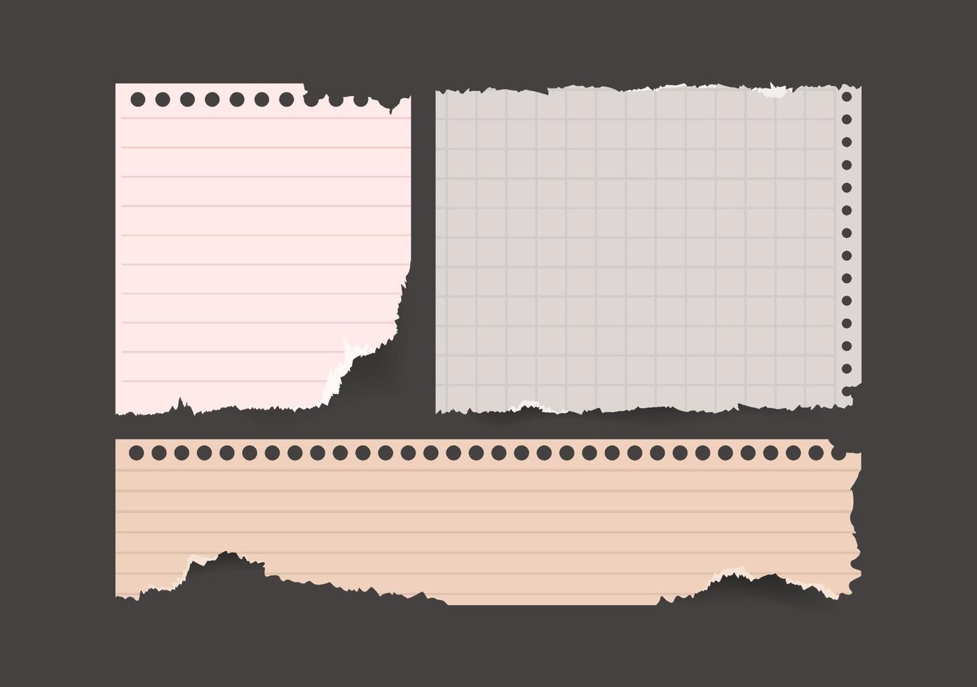 plakboek notitie stukken gescheurd papier set. notebookpapier gescheurd. vector papier verschillende vormen