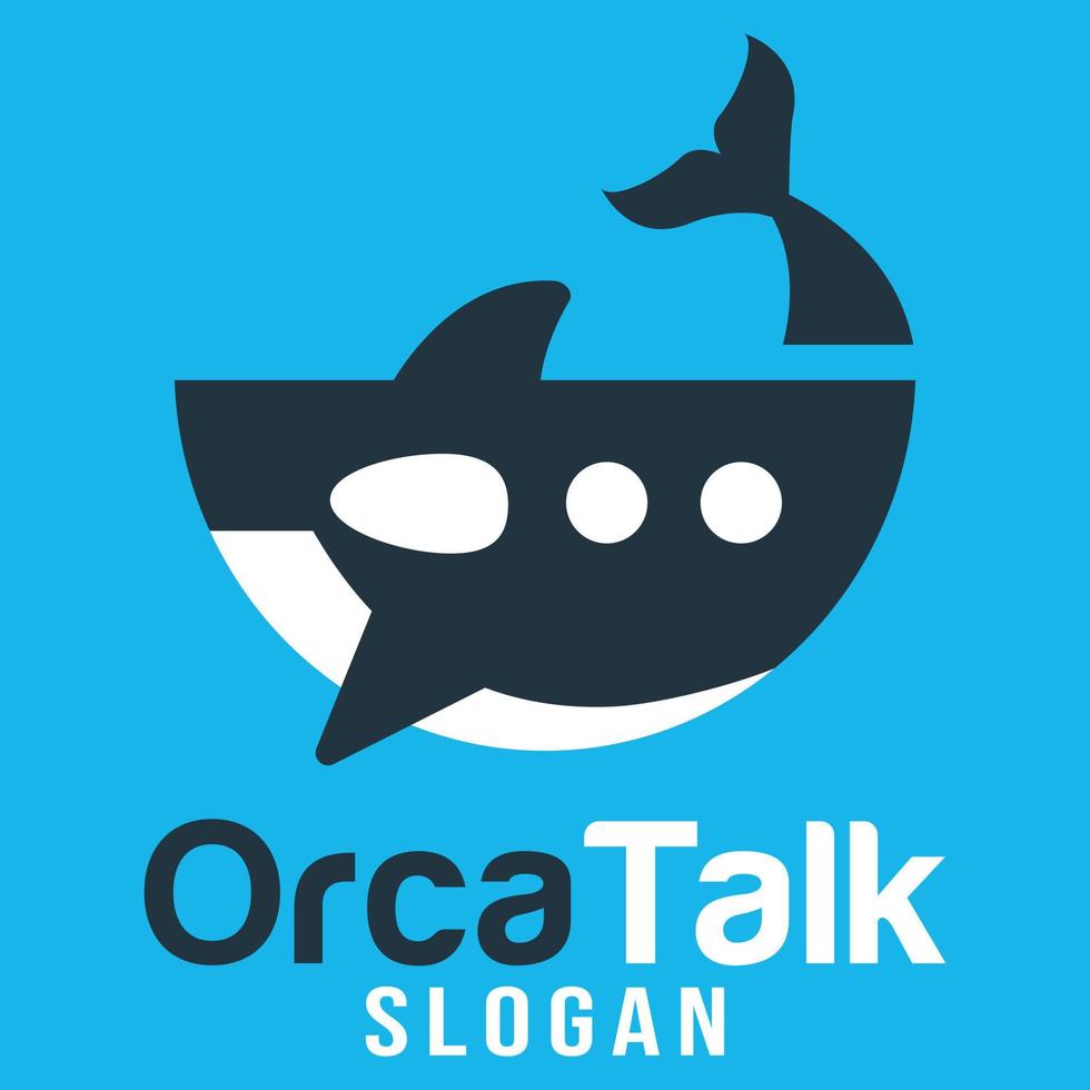 modern vlak ontwerp gemakkelijk minimalistische schattig moordenaar walvis orka babbelen praten logo icoon ontwerp sjabloon vector met modern illustratie concept stijl voor forum, podcast, gemeenschap, Product, label, merk