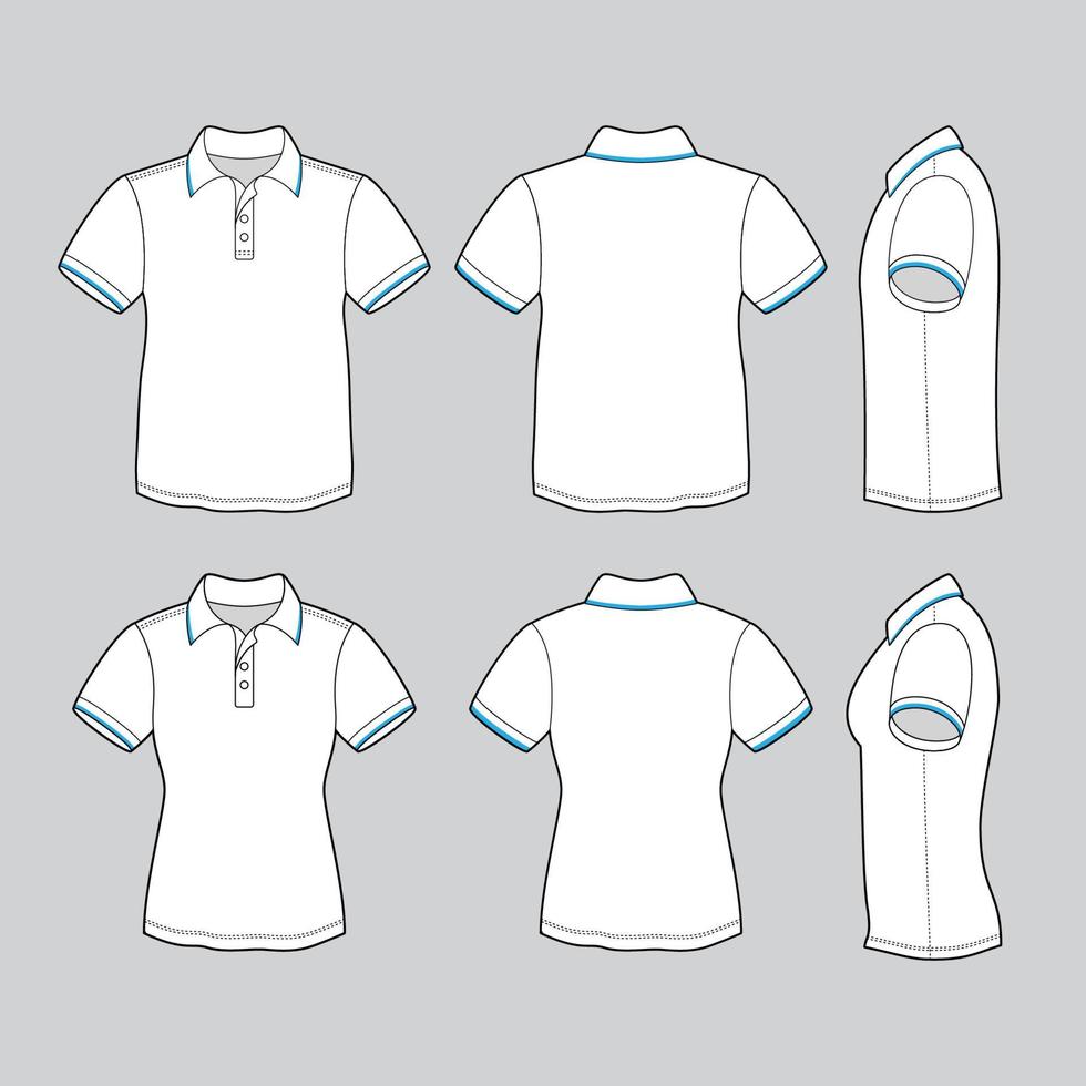 mannetje en vrouw wit polo overhemd ontwerpen vector