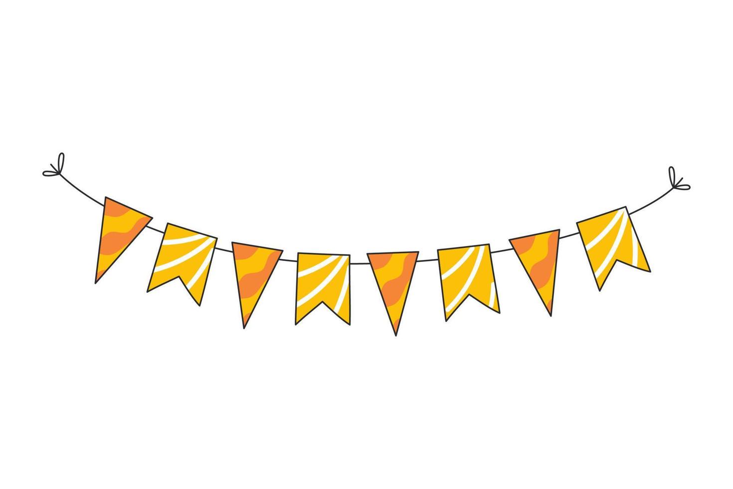 Oranje Geel vlaggen voor de vakantie. vlaggedoek voor partij, verjaardag, carnaval en evenement. vector illustratie geïsoleerd Aan wit achtergrond