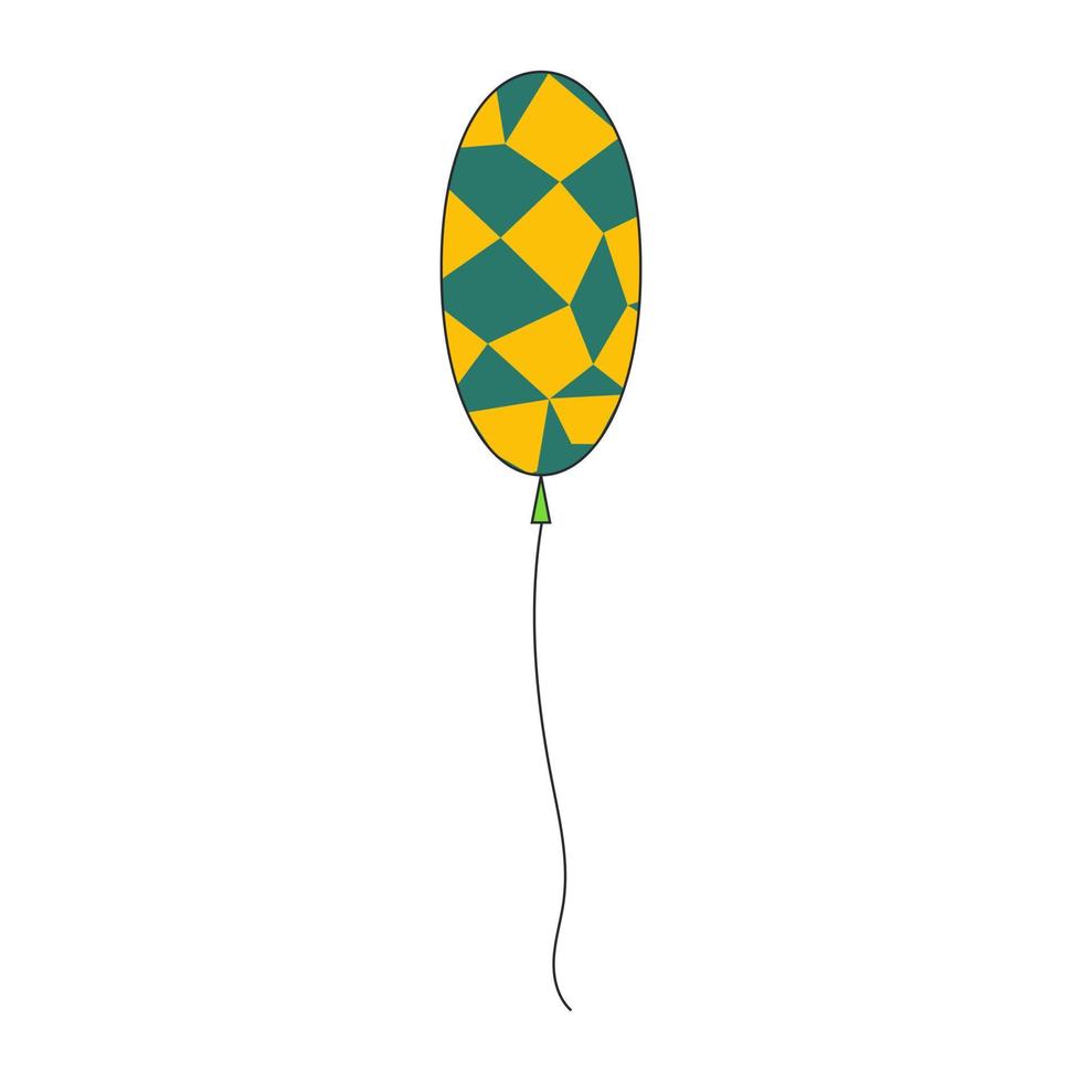 retro ballon psychedelisch. wijnoogst groen en geel bal in een kooi. ballon geïsoleerd Aan wit achtergrond. gelukkig verjaardag en partij concept. vlak stijl vector illustratie.