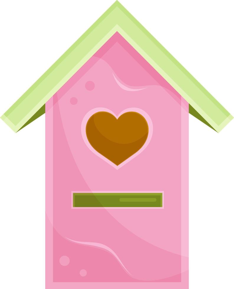 vector illustratie schattig roze houten vogelhuisje, hut, klein houten huis, voorjaar illustratie