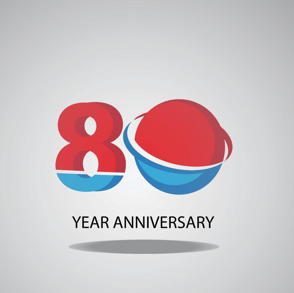 80 jaar jubileum logo vector sjabloon ontwerp illustratie