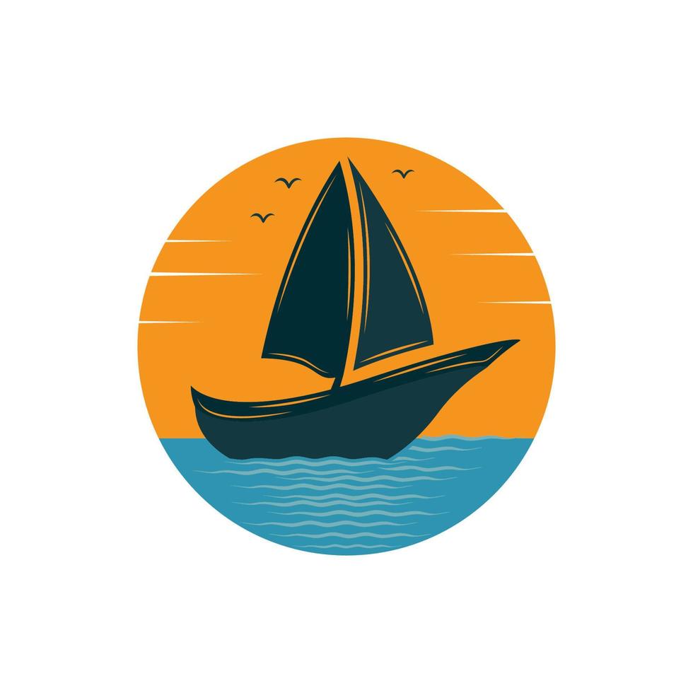 zeilboot boot Aan zee oceaan Golf met logo ontwerp vector