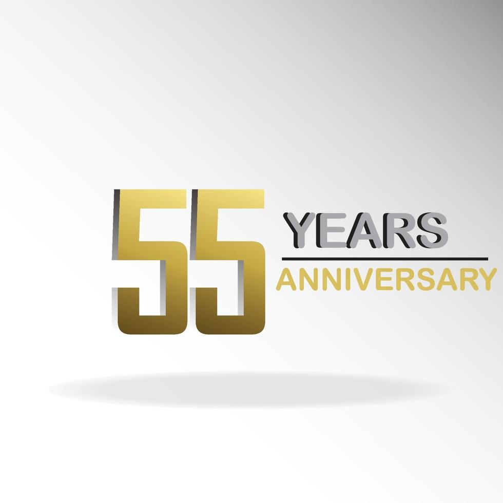 55 jaar jubileum logo vector sjabloon ontwerp illustratie goud en wit