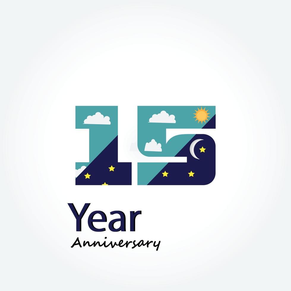 jaar jubileum logo vector sjabloon ontwerp illustratie blauw en wit