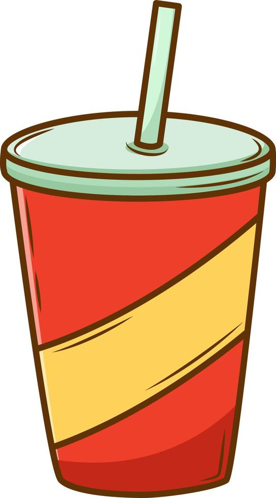 Frisdrank zacht drinken kop met rietje. tekenfilm vector illustratie voor cafe en restaurant menu. klaar naar afdrukken