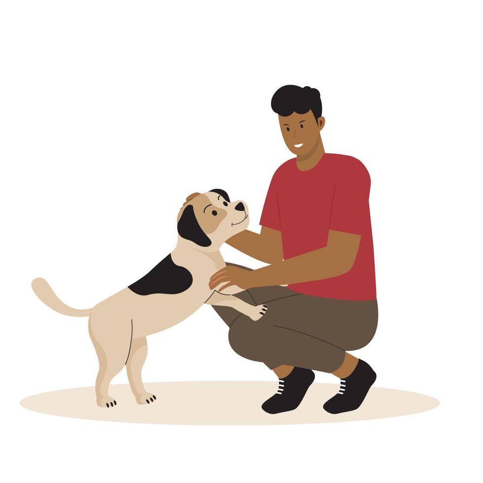 vlak ontwerp van gelukkig Mens met honden vector