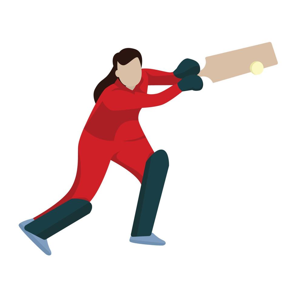 een vrouw krekel atleet schommel haar klopper naar raken de bal. sport- illustraties. vector