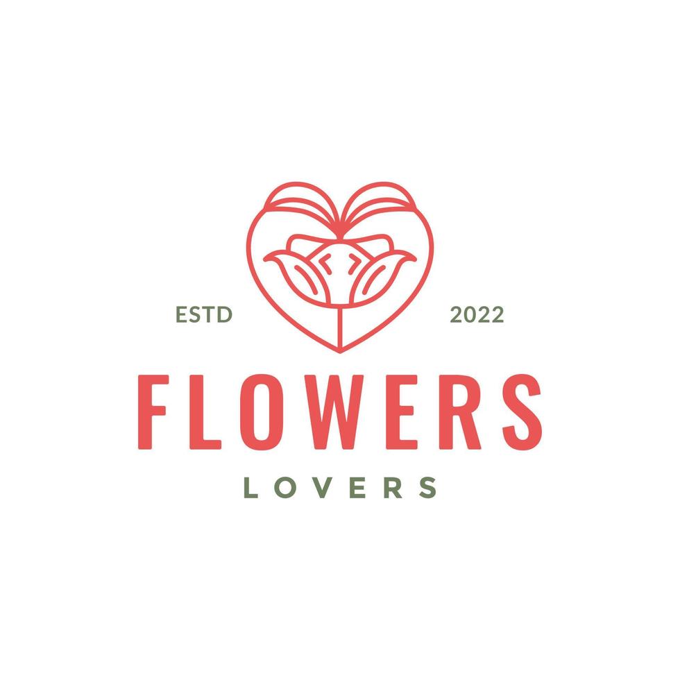 fabriek tuin bloemen vrouwelijk liefde hart lijn minimalistische logo ontwerp vector