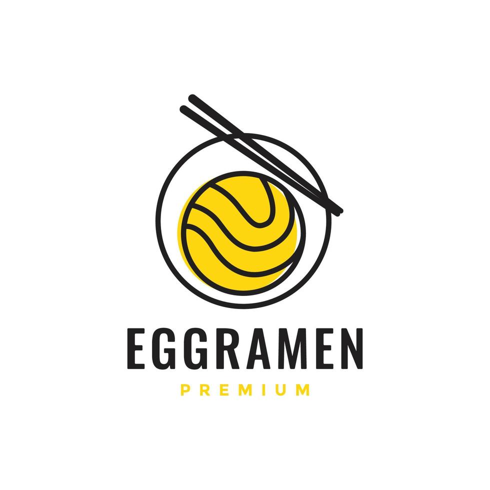 voedsel smaak heerlijk ramen noodle ei cirkel minimalistische logo ontwerp vector